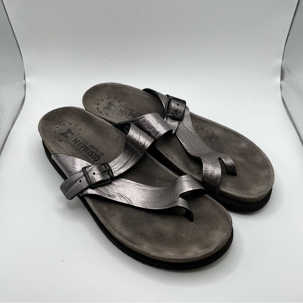 Mephisto Women's Helen Silver Metallic Thong Sandals Size 39 US 8.5 - Picture 9 of 9